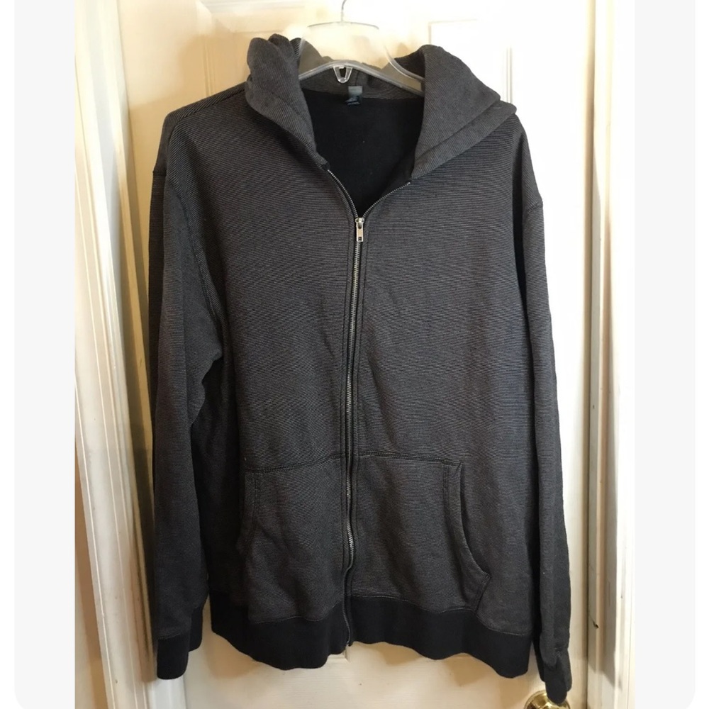 DISTRICT MADE MENS ZIP HOODIE JACKET - STRIPED- SIZE XL -GRAY BLACK
